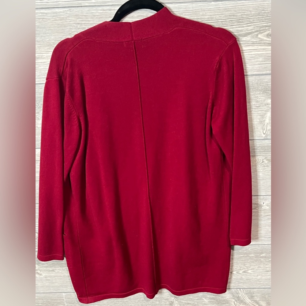 Main Strip Ruby Red Open Cardigan With Front Pockets Size Small - Picture 4 of 8